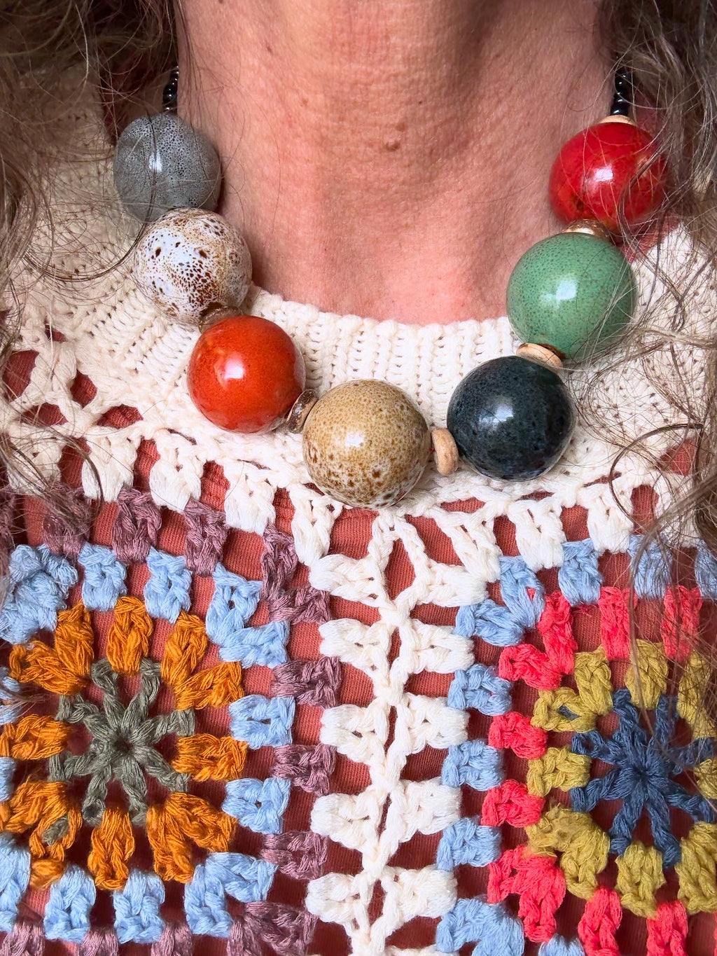The Patchwork ceramic necklace (round)