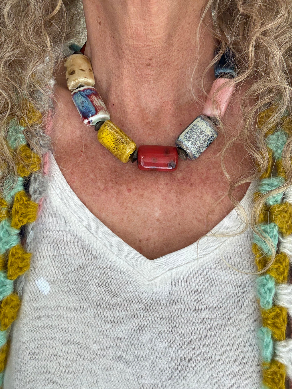 The Patchwork ceramic necklace (rectangular)